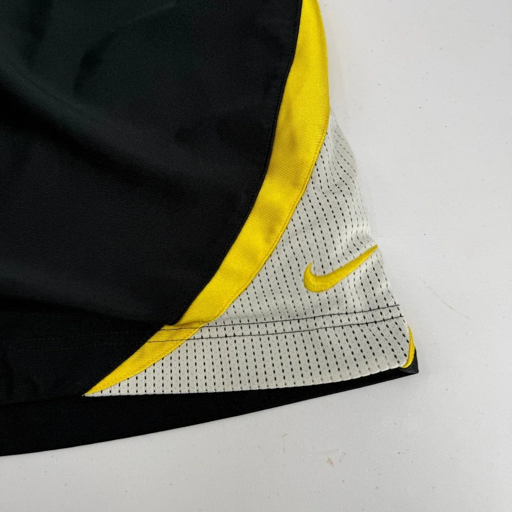 Nike Mens Basketball Shorts Black Yellow White Athletic Size‎ Large Lined Y2K